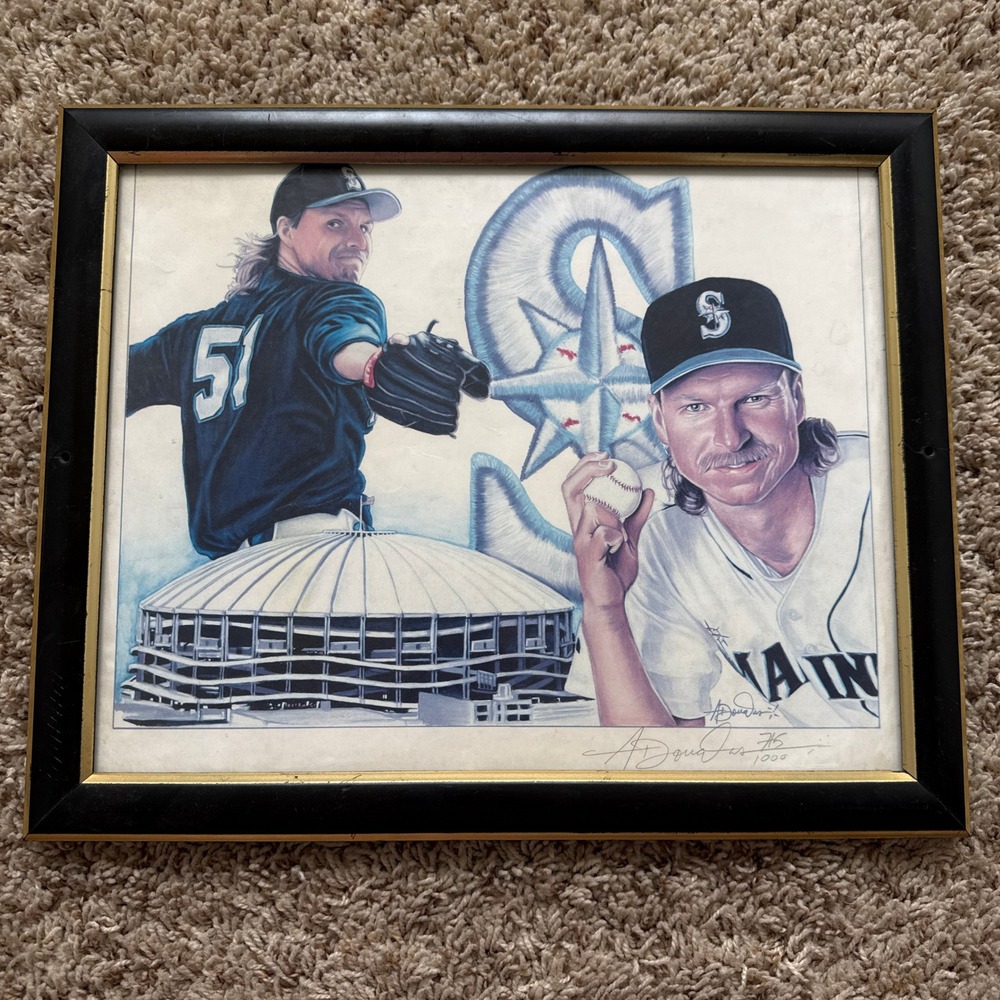 Randy Johnson Seattle Mariners Signed Anthony Douglas Lithograph 715/1000 Framed
